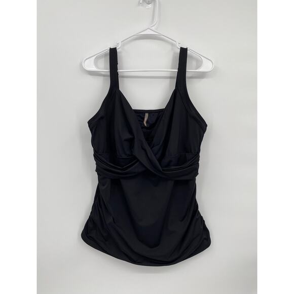 Lands End Women's Chlorine Resistant Wrap Underwire Tankini Swimsuit Top 18 - Picture 1 of 11